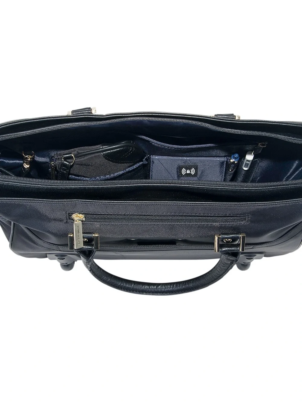 Kenneth Cole Black Laptop Tote with Gold Hardware